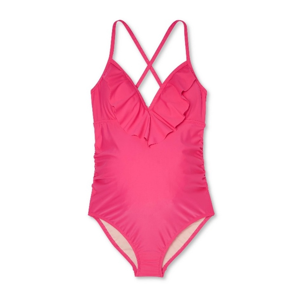 Maternity Flounce Neckline One Piece Swimsuit